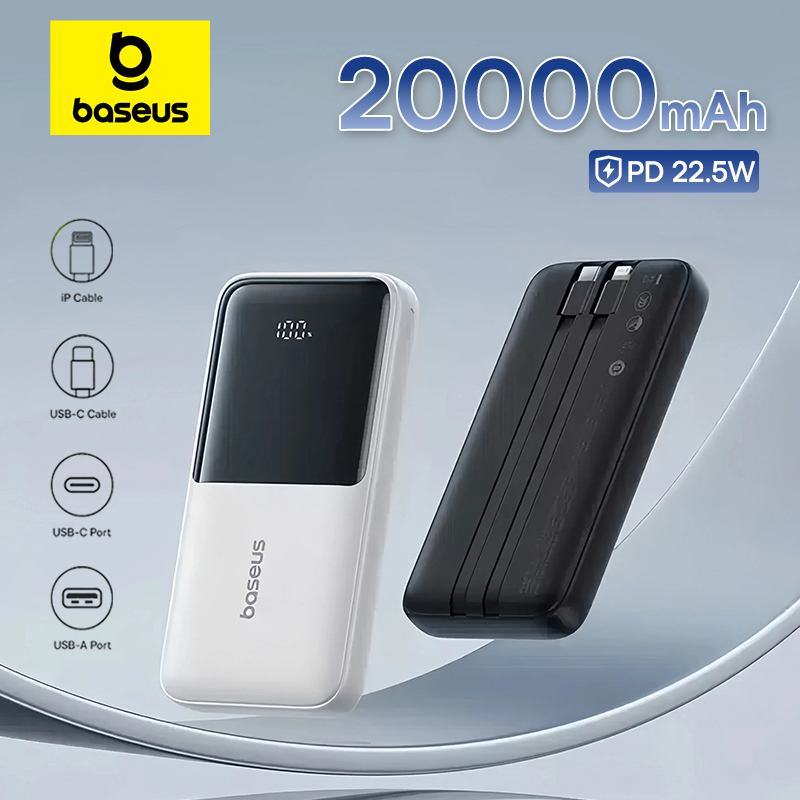 Baseus Power Bank 20000 мАч PD 22,5 Вт Быстрая зарядка телефона Внешняя батарея Powerbank Зарядное устройство для Xiaomi Poco iPhone Samsung iPad