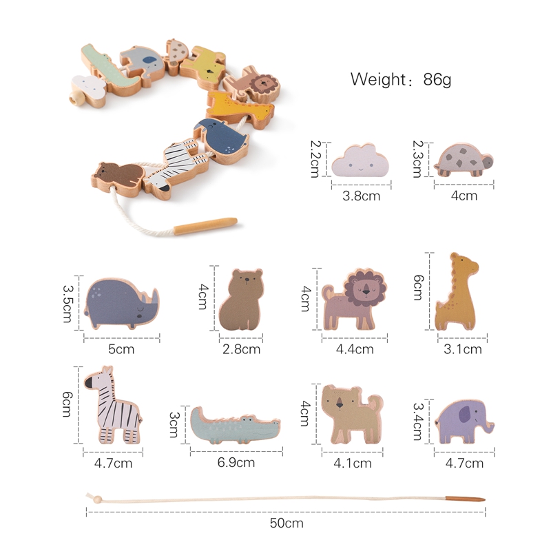 Juguetes para enhebrar animales para bebés, juguetes apilables de madera, bloques, juegos de mesa, juguetes de madera, juguetes para enhebrar cuentas de animales para bebés, regalo