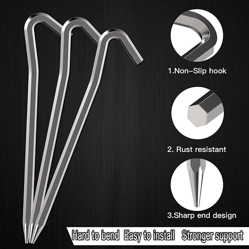 Tent Pegs 8 PCS 18cm Metal Heavy Duty Tent Hooks Aluminum Alloy Rust Free Camping Tent Ground Pegs