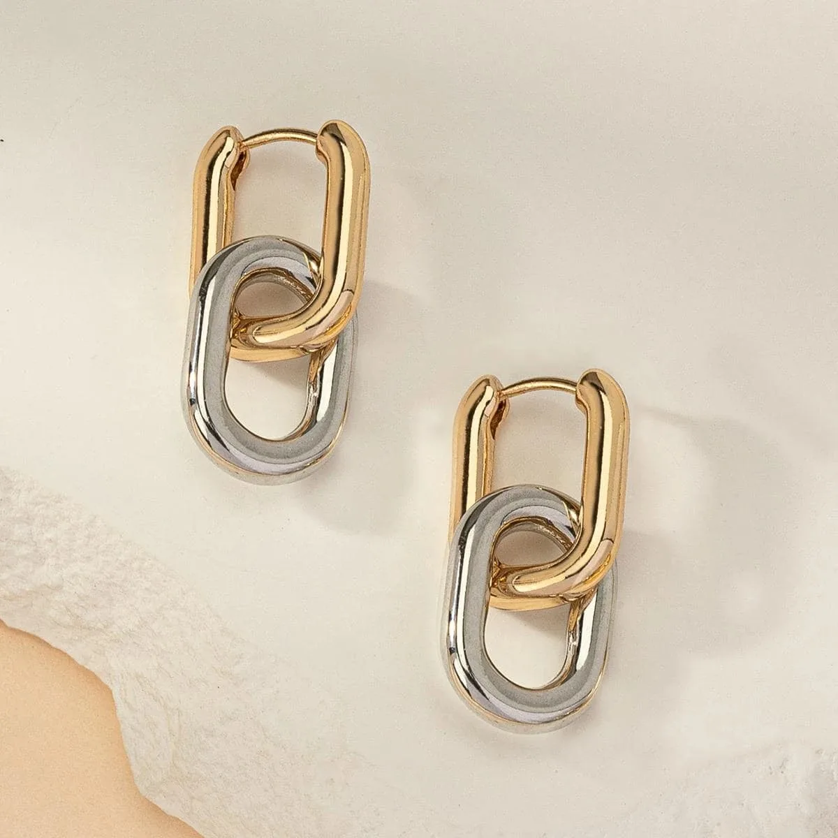 Edelstahl Mode Gold Farbe Geometrische Quadratische Creolen für Frauen Huggie Punk Hip-Hop Metall Runde Kreis Party Schmuck