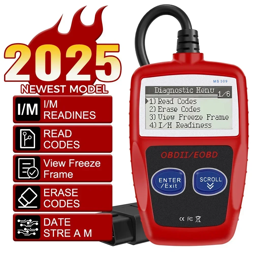 Autodiagnostische hulpmiddelen OBD2-codelezer Digitaal display OBD 2-scanner Multifunctionele foutcode Duidelijke 16-pins universele versie