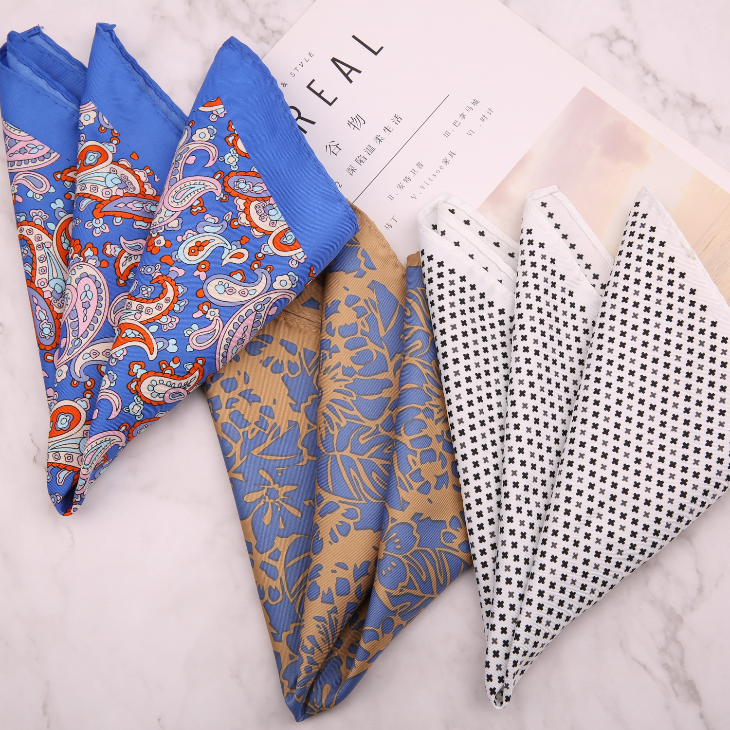 ใหม่พิมพ์พ็อกเก็ตสแควร์ดอกไม้หน้าอกผ้าเช็ดตัว Paisley ชุดผ้าเช็ดหน้าสุภาพบุรุษ Hankies ผ้าเช็ดหน้าผู้ชายผ้าเช็ดตัวของขวัญ