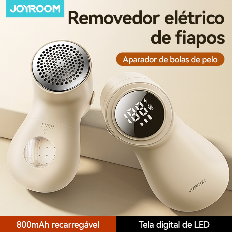 Joyroom removedor de fiapos elétrico para roupas portátil aparador de bola de cabelo recarregável barbeador de tecido 3 velocidades com display digital