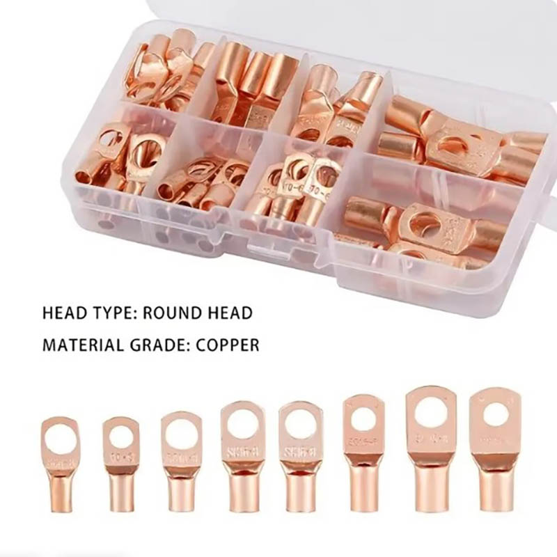 60pcs 와이어 러그 커넥터 링 SC6-25 구리 커넥터 베어 케이블 전기 압착 단자 커넥터 키트
