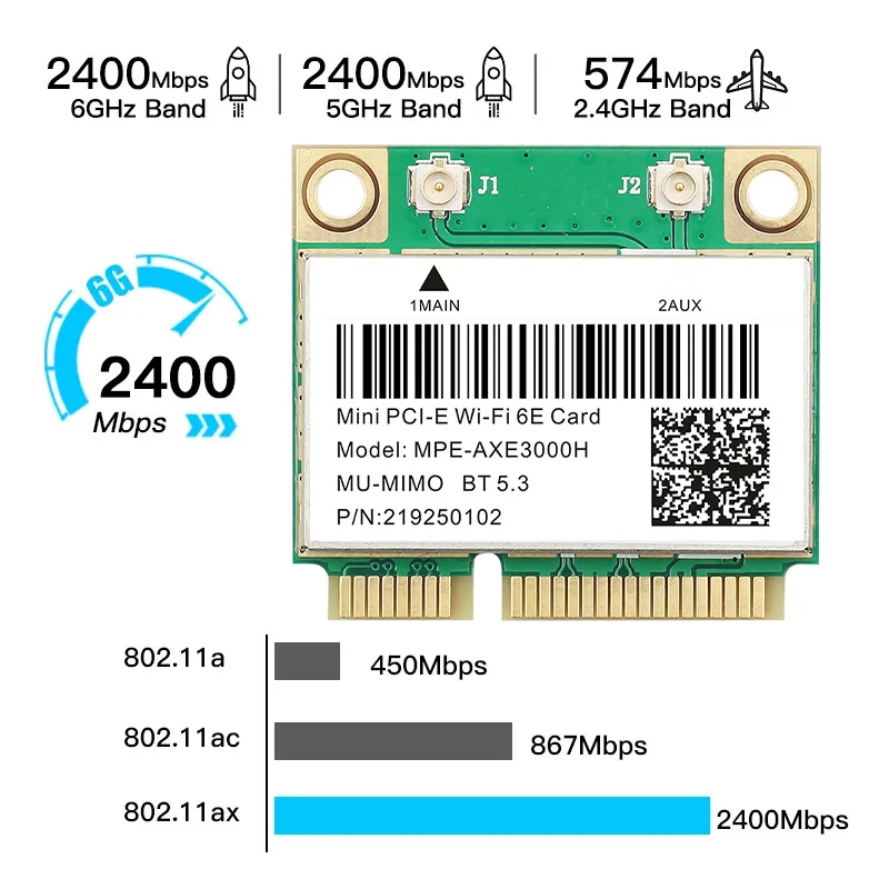 WiFi 6E 5374Mbps AX210 Drahtlose Mini PCI-E WiFi Karte Für Bluetooth 5,3 802,11 AX 2,4G/5G/6Ghz Wlan Netzwerk Karte Adapter Für Win10