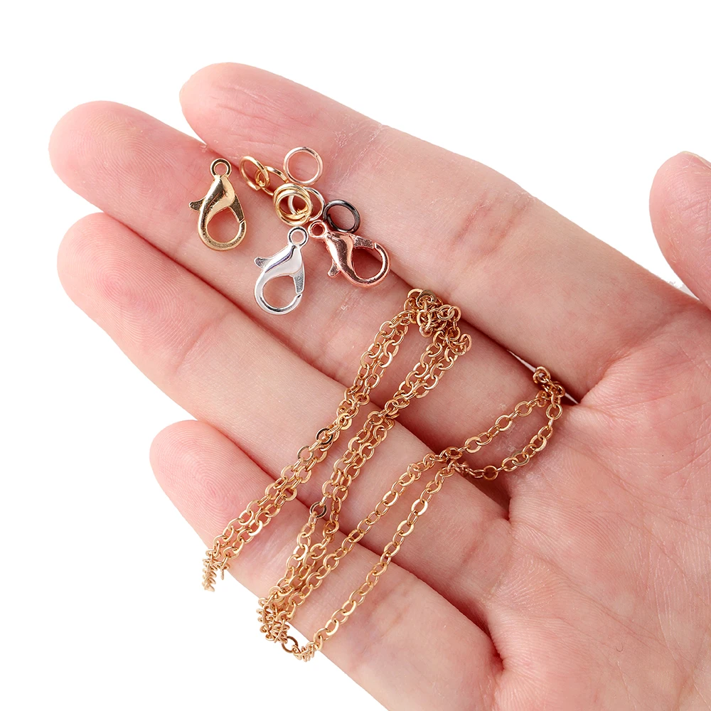 3 เมตรโลหะผสมจํานวนมาก Link Chain แหวนกระโดด Lobster Clasps สร้อยคอโซ่สําหรับเครื่องประดับ DIY ทํา Supplie สร้อยคออุปกรณ์เสริม