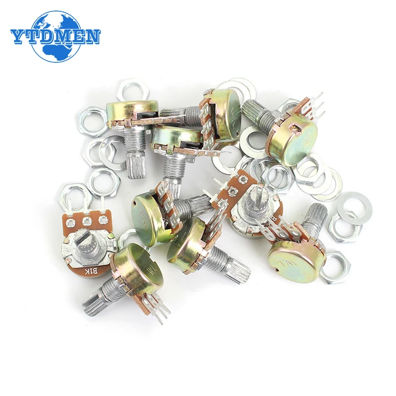 5/10 Uds WH148 potenciómetro 15mm 3Pin cono lineal giratorio 1K 2K 5K 10K 20K 50K 100K 250K 500K 1M Ohm resistencia Variable