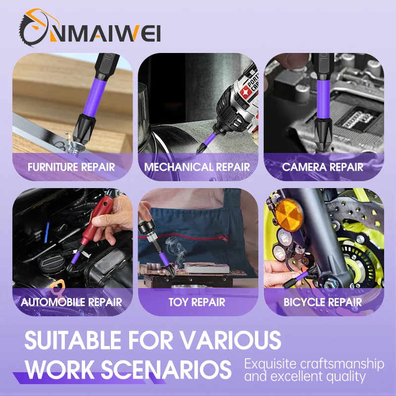 Magnetic Impact Phillips Bit Anti-Slip Long Screwdriver Bit Set Hex Shank Cross Impact Driver Bit for Power Drilling