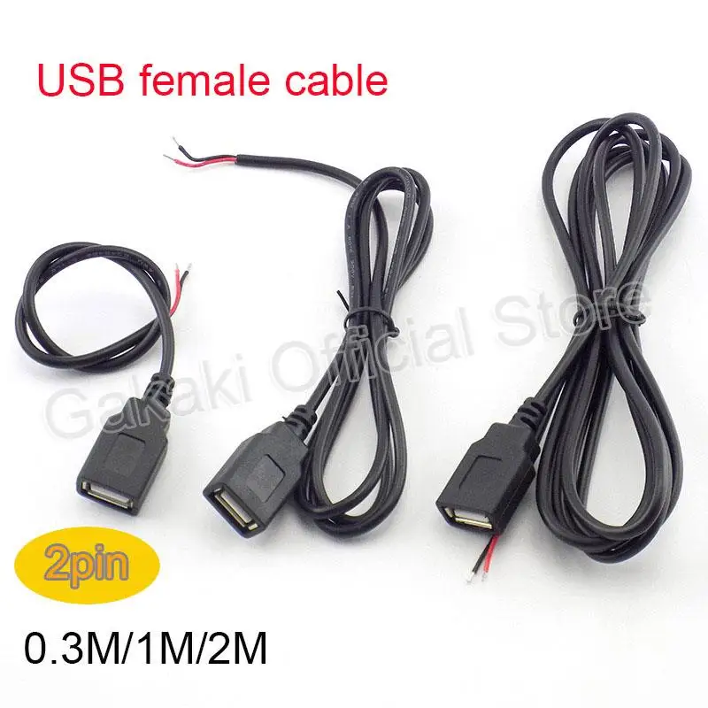 0,3 м/1 м/2 м 5 В USB-кабель питания 2-контактный USB 2.0 A Женский 4-контактный провод Разъем для зарядного устройства Удлинитель DIY