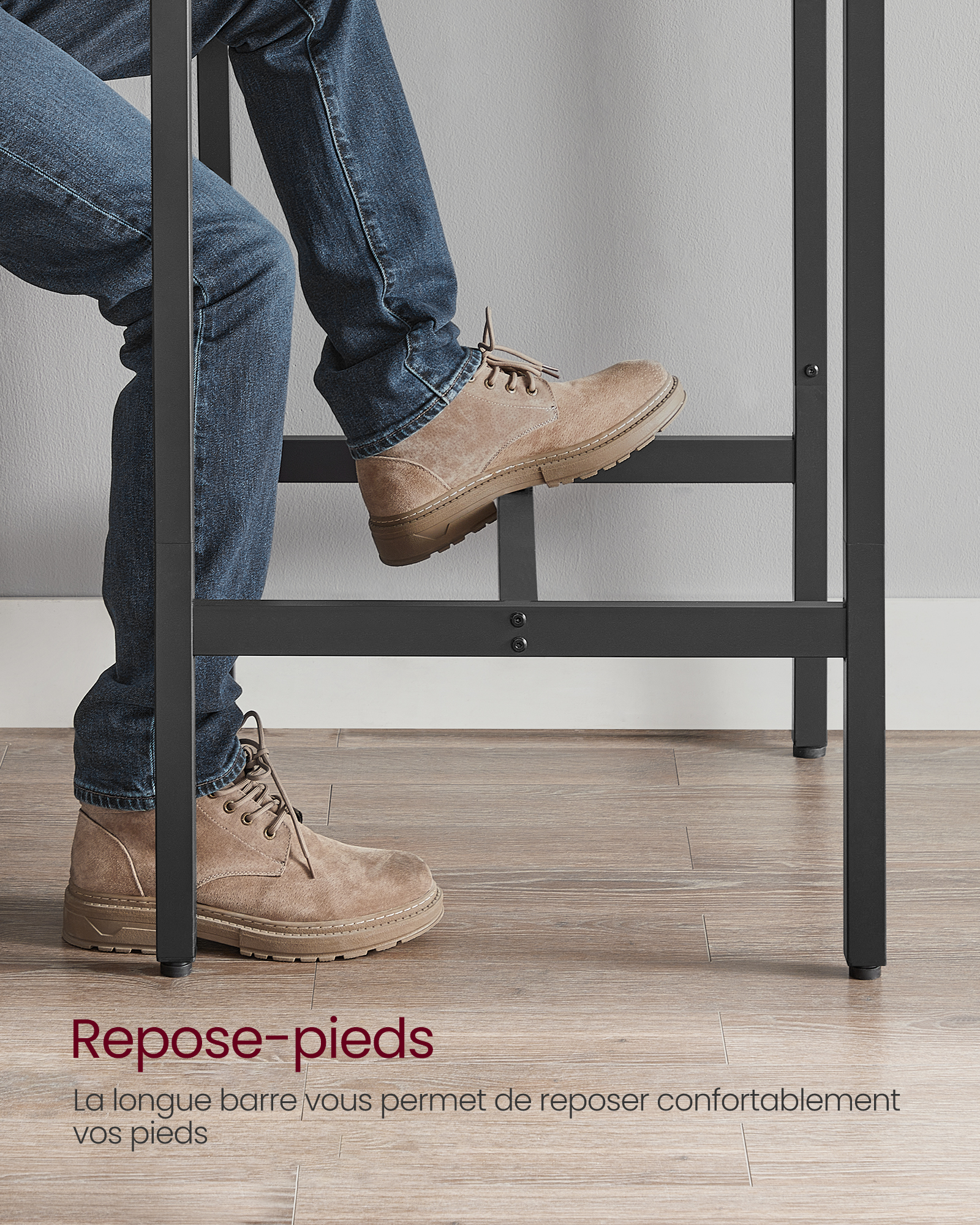 VASAGLE Table Haute, Table de Bar Carrée, Cadre en Acier, 60 x 60 x 92 cm, Montage Facile, pour Cuisine, Salon, Style Industriel