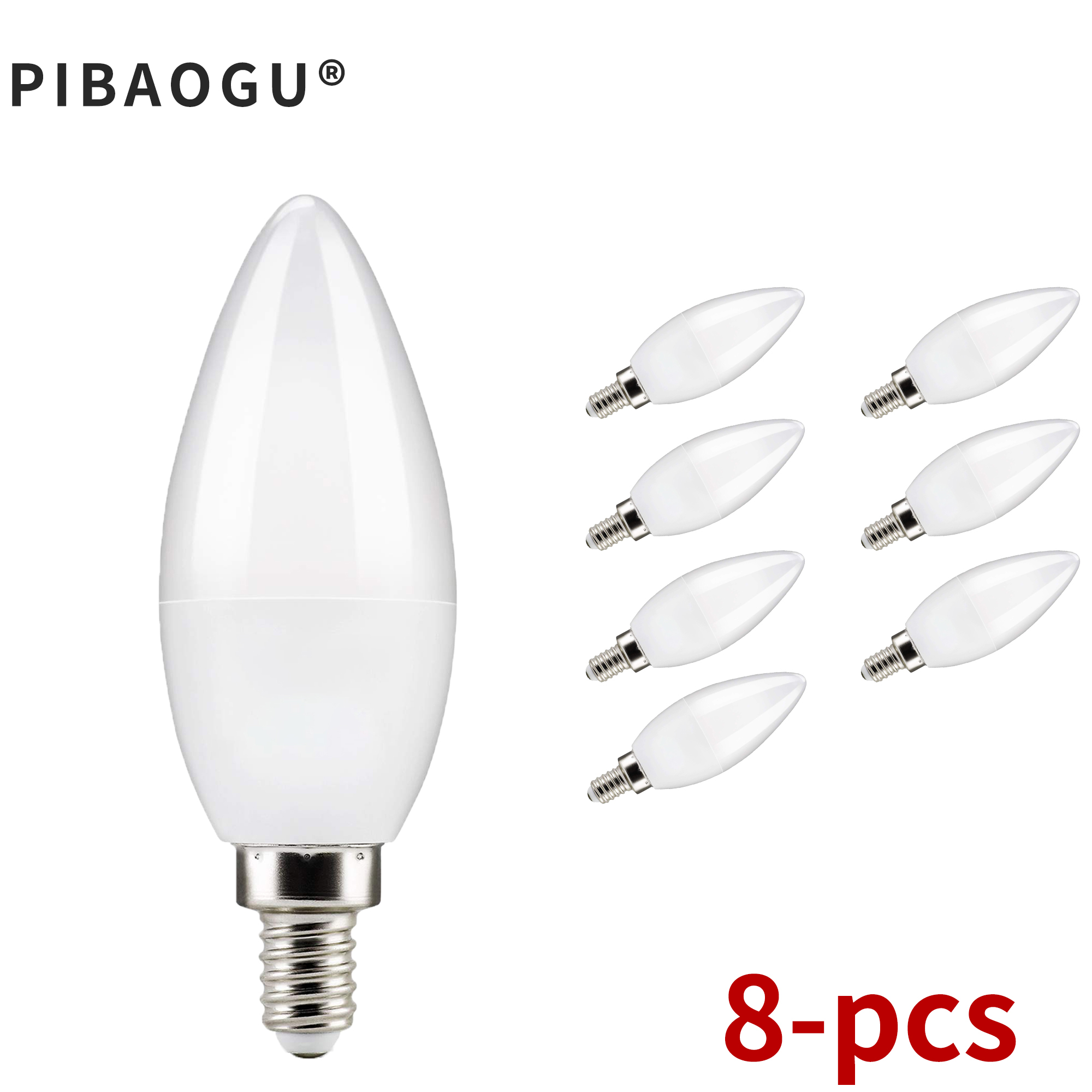 8PCS 3W 6W 9W 12W 15W Led Light Bulb E14 E27 LED Lamp Indoor Warm Cold White Light AC 220V LED Candle Bulb Home Decor Chandelier