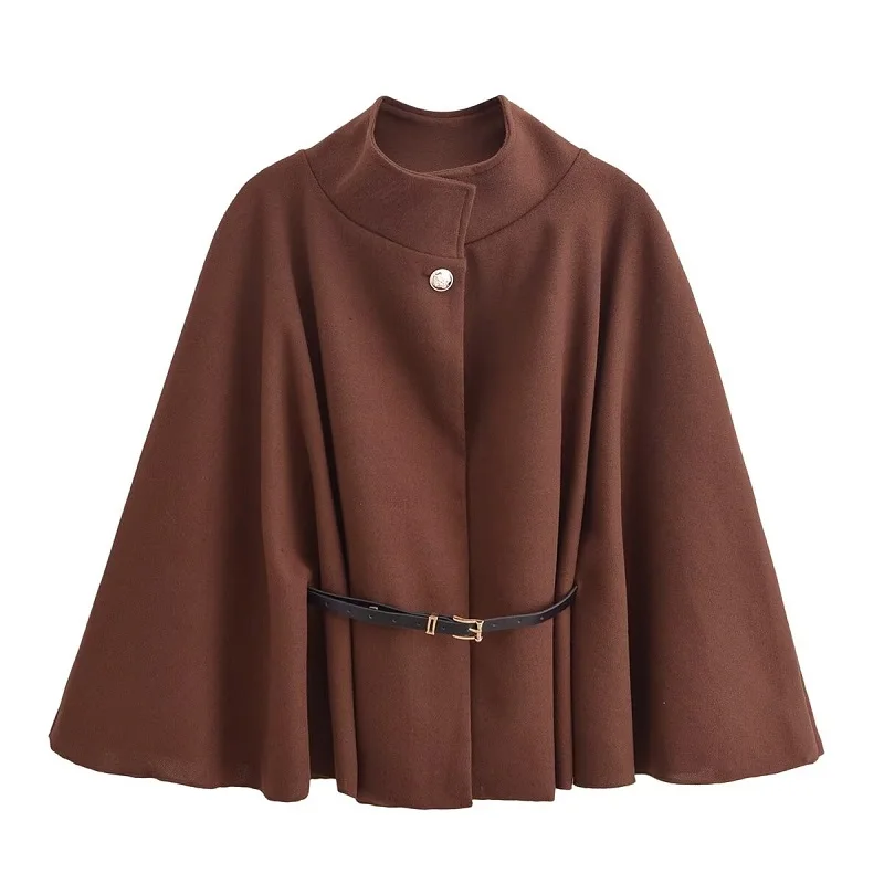 MUJER, Poncho con cinturón, capas negras para mujer, abrigos de invierno para mujer, capa con manga de murciélago 2025, abrigos para mujer, chaqueta tipo capa a la moda para mujer