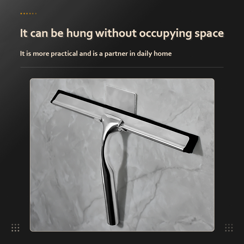 All-Purpose Shower Squeegee 10'' Golden Color Silicone Scrape Stainless Steel Handle Wiper Bathroom Mirror Glass Car Squeegee