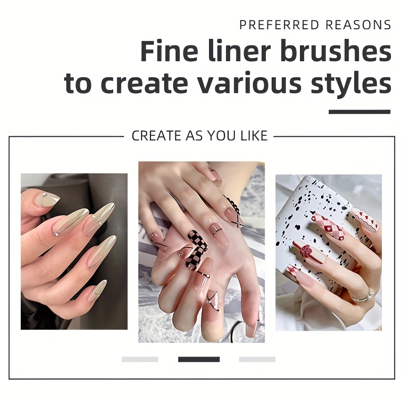 5PCS 네일 아트 라이너 브러쉬 손으로 그린 ​​브러시 아크릴 UV 젤 색상 페인트 빌더 드로잉 펜 DIY 매니큐어 디자인 액세서리