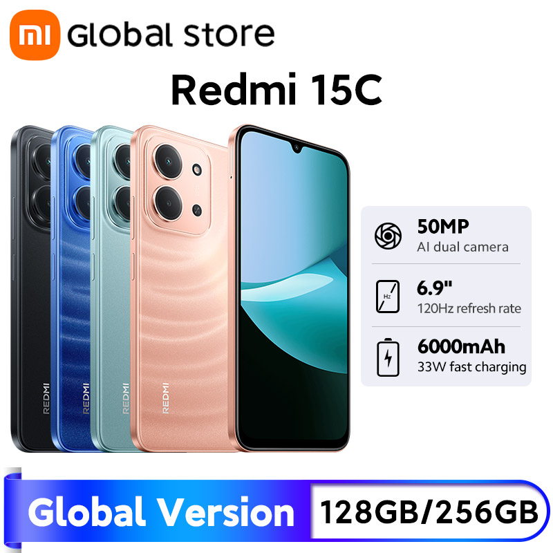 Смартфон Xiaomi Redmi 15C, глобальная версия, основная камера 50 МП, 120 Гц, 6,9 дюйма, точечный дисплей, зарядка 33 Вт, MediaTek Helio G81-Ultra