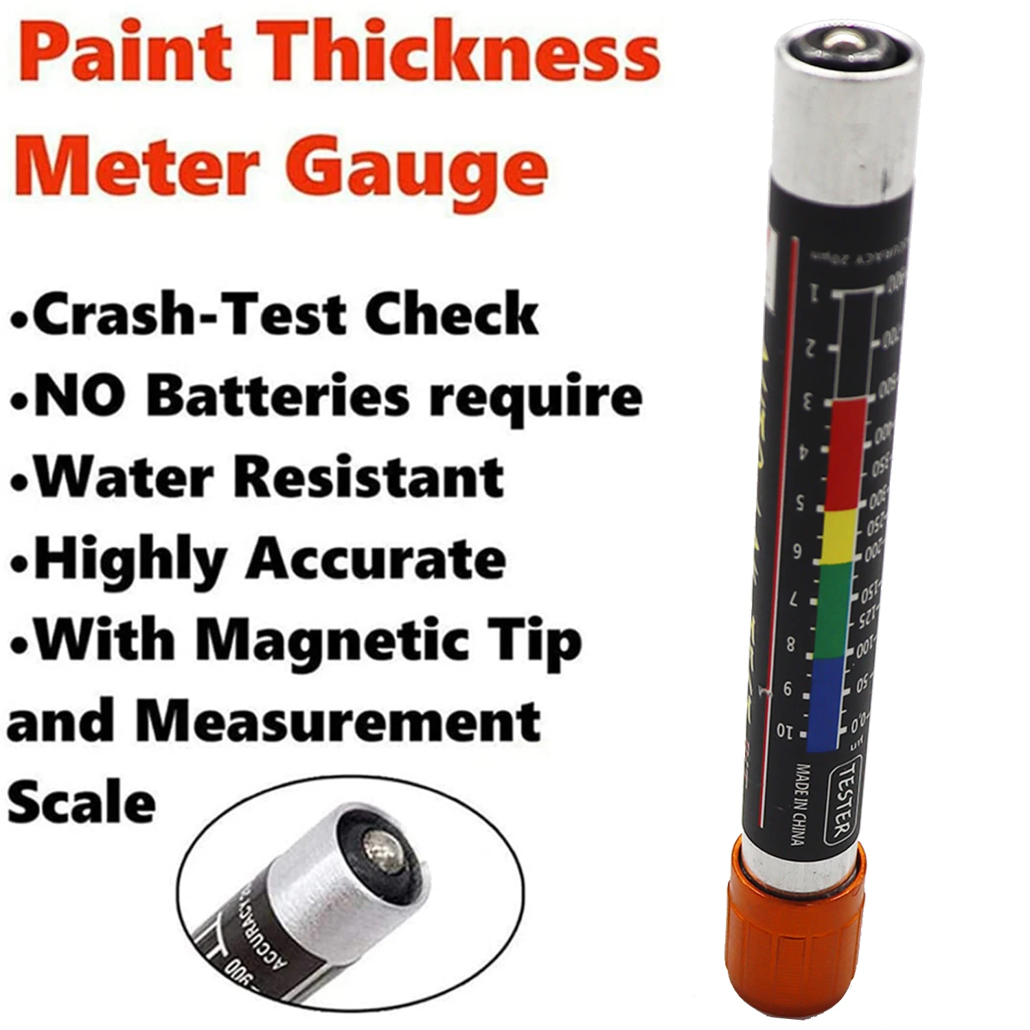 เครื่องทดสอบความหนาสีรถ Auto Paint Coating Detection ปากกา Magnetic Tip Scale Meter เคลือบเงาเครื่องมือวัดความหนา