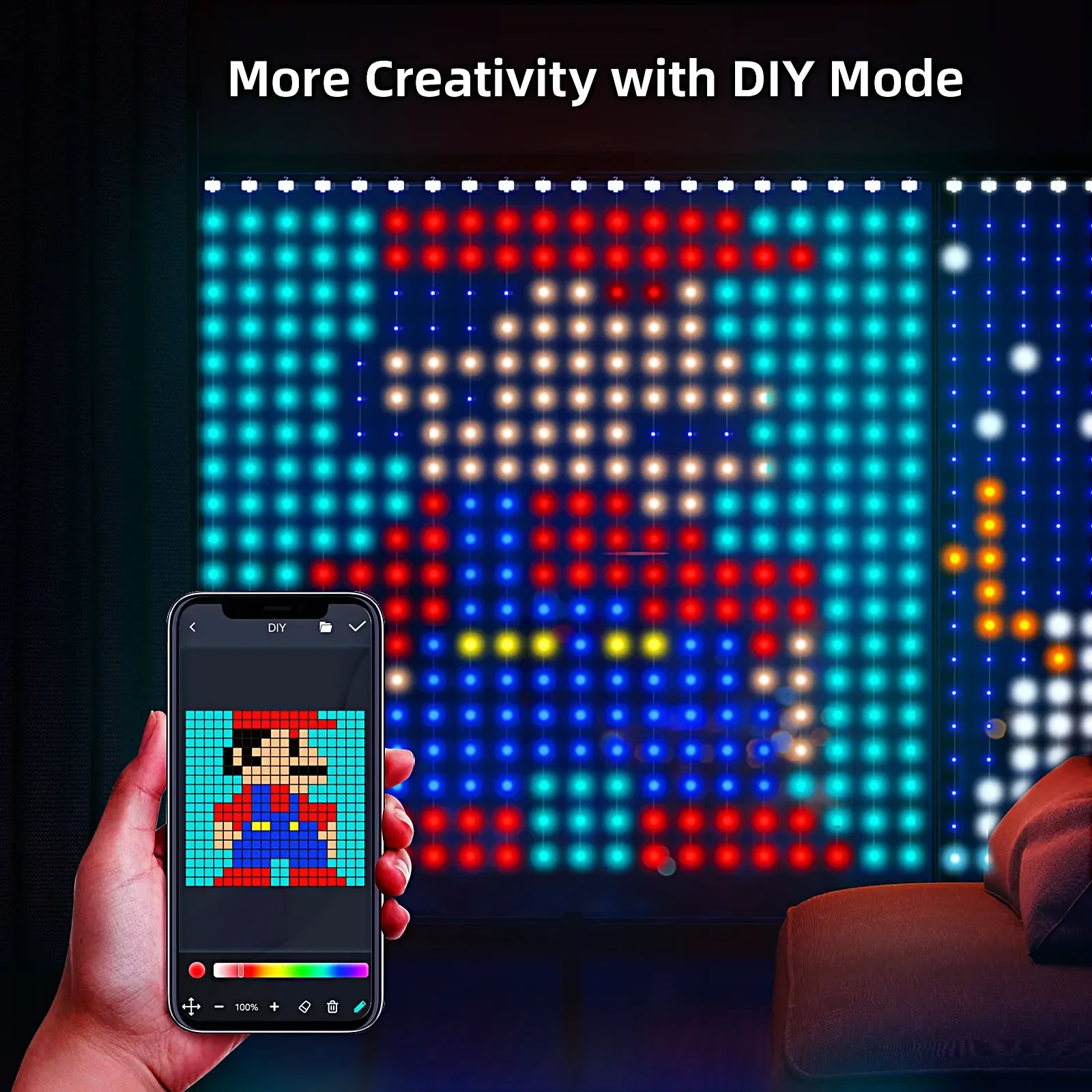 Smart LED Curtain Lights App Control DIY Text String Light Music Garland for Navidad Christmas Window Wedding Decoration Outdoor