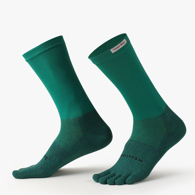 Calcetines cálidos de invierno 2025, calcetines de cinco dedos para hombre, tela de secado rápido, absorbentes para el sudor, resistentes a los olores, calcetines deportivos largos con punta abierta para correr