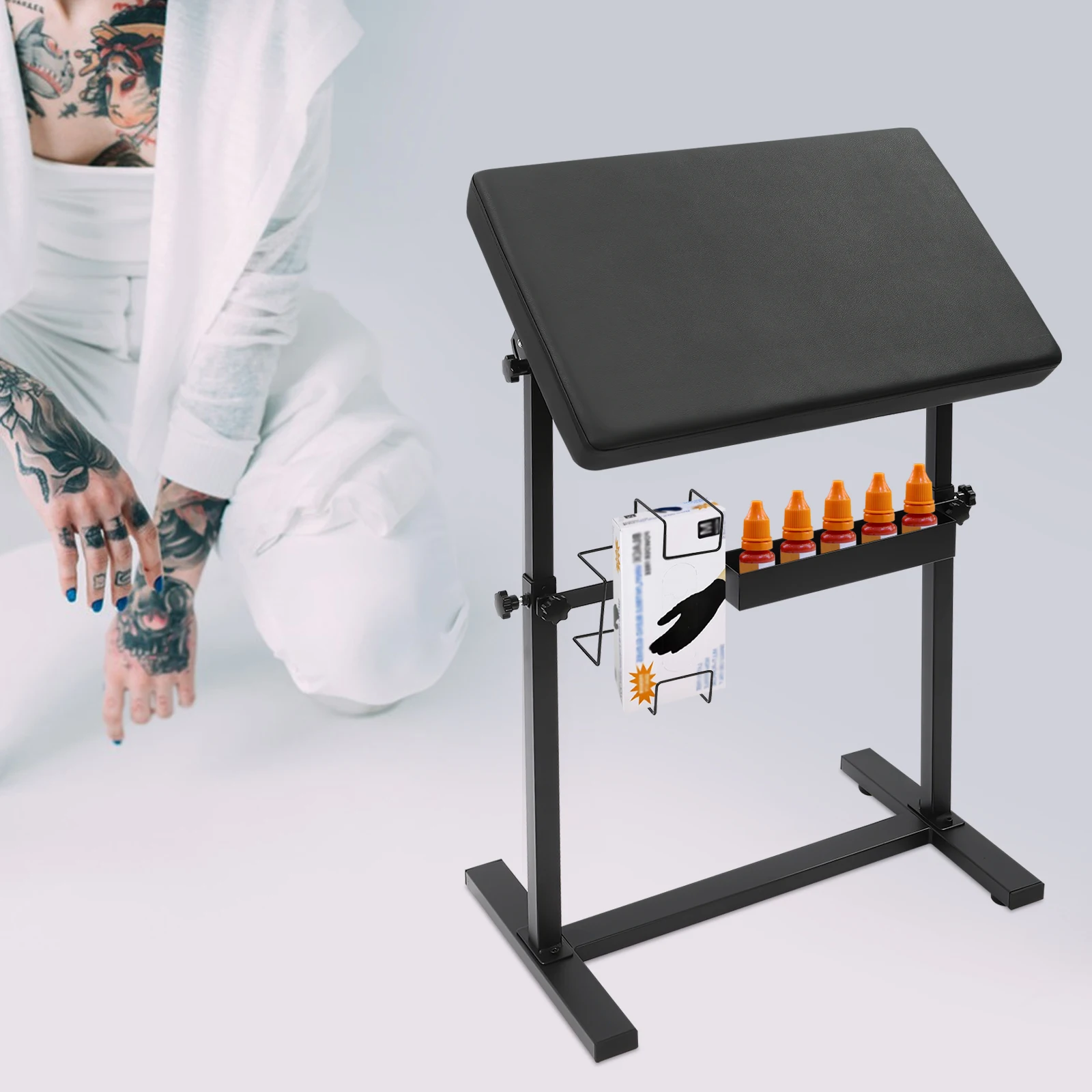 Supporto per bracciolo per tatuaggi Struttura robusta Staffa per bracciolo regolabile in altezza con piedini antiscivolo Facile da pulire