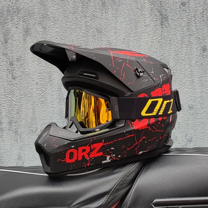 Casco de motocicleta de carreras todoterreno, casco completo de velocidad DH, casco todoterreno de rally
