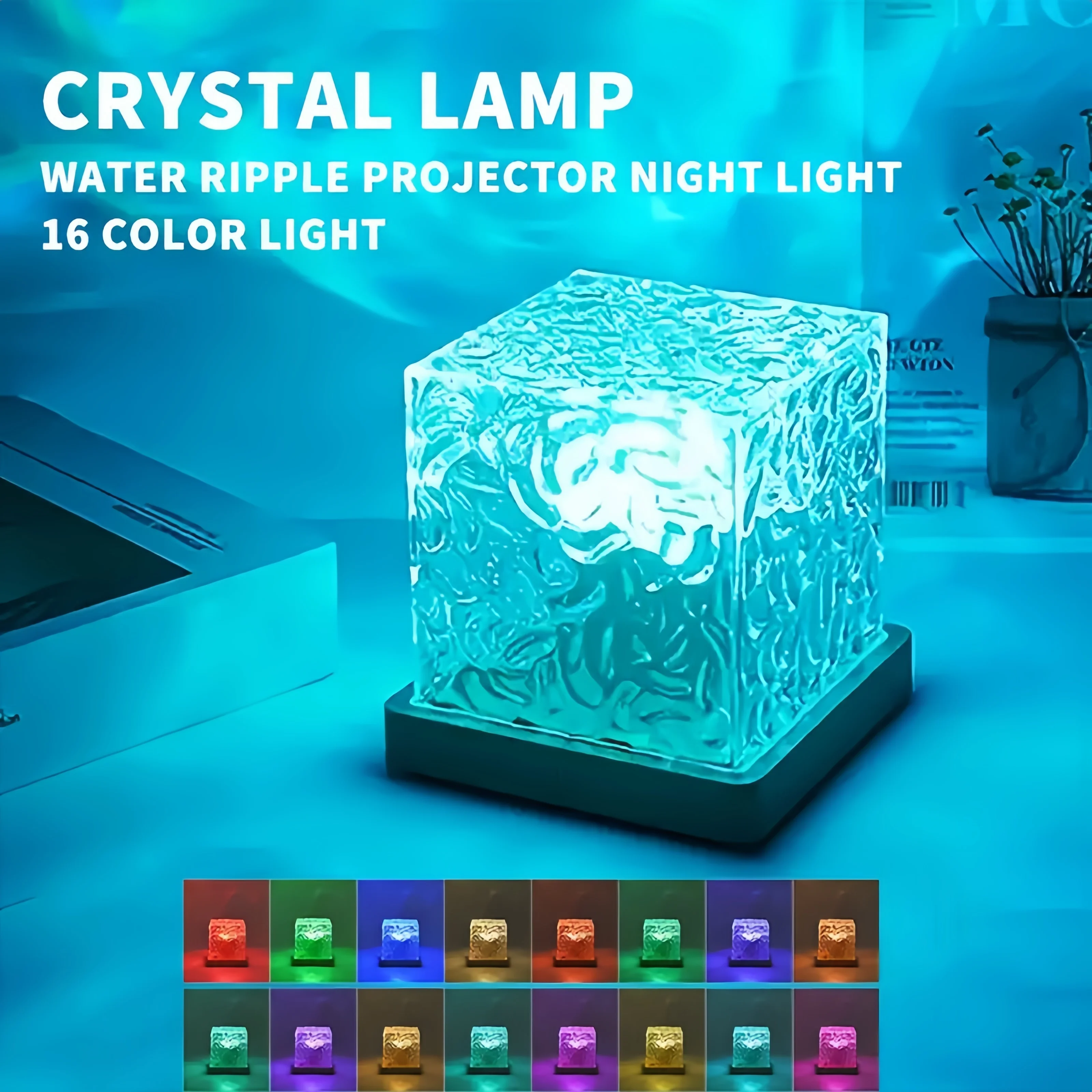 Proiettore Aurora Ocean Wave con telecomando 16 colori RGB dimmerabile con increspature dell'acqua, lampada di cristallo con fiamma per soggiorno, studio, camera da letto