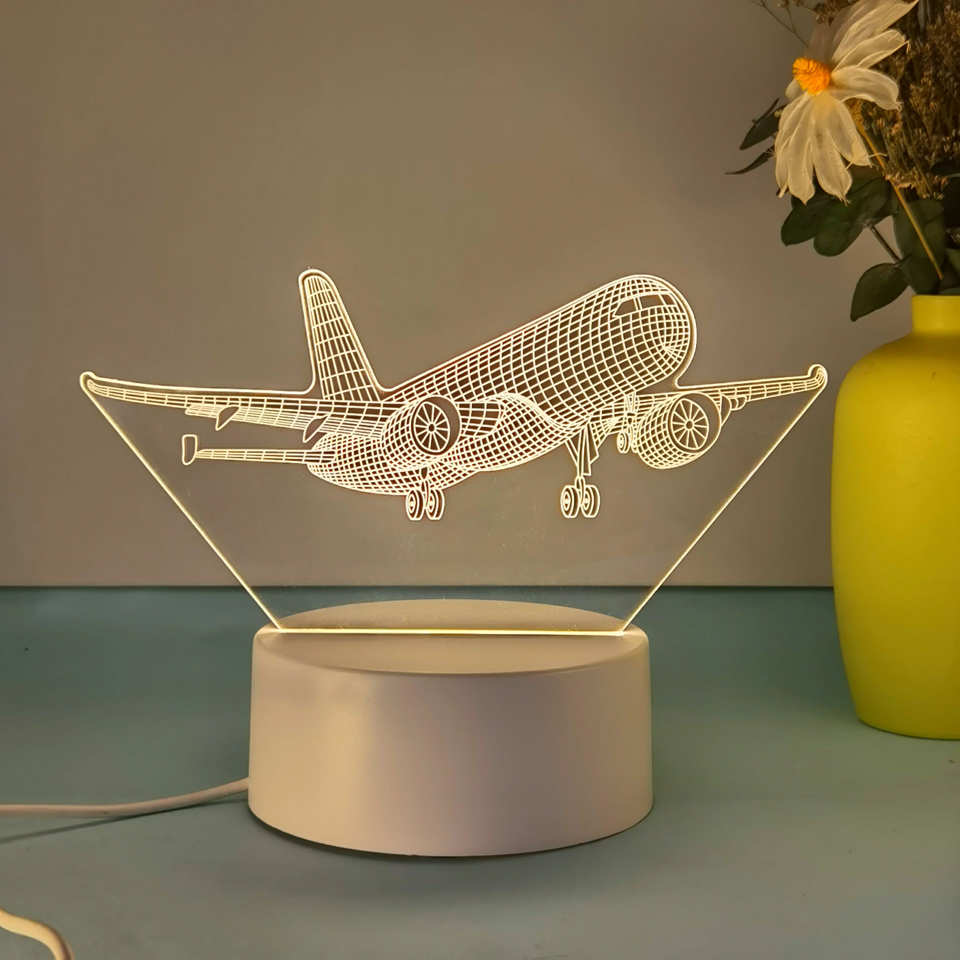 1 szt. Lampka nocna 3D do modelu samolotu, interfejs USB, kolekcja prezentów dla entuzjastów lotu, świąteczne lampki dekoracyjne.