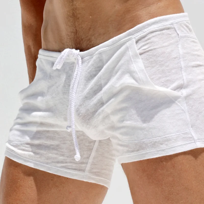 Leichte Herren-Shorts aus Bambusstrick, für den Sommer, bequeme Lounge-Nachtwäsche, elastische Taille, lässig, atmungsaktiv, weich, Pyjama