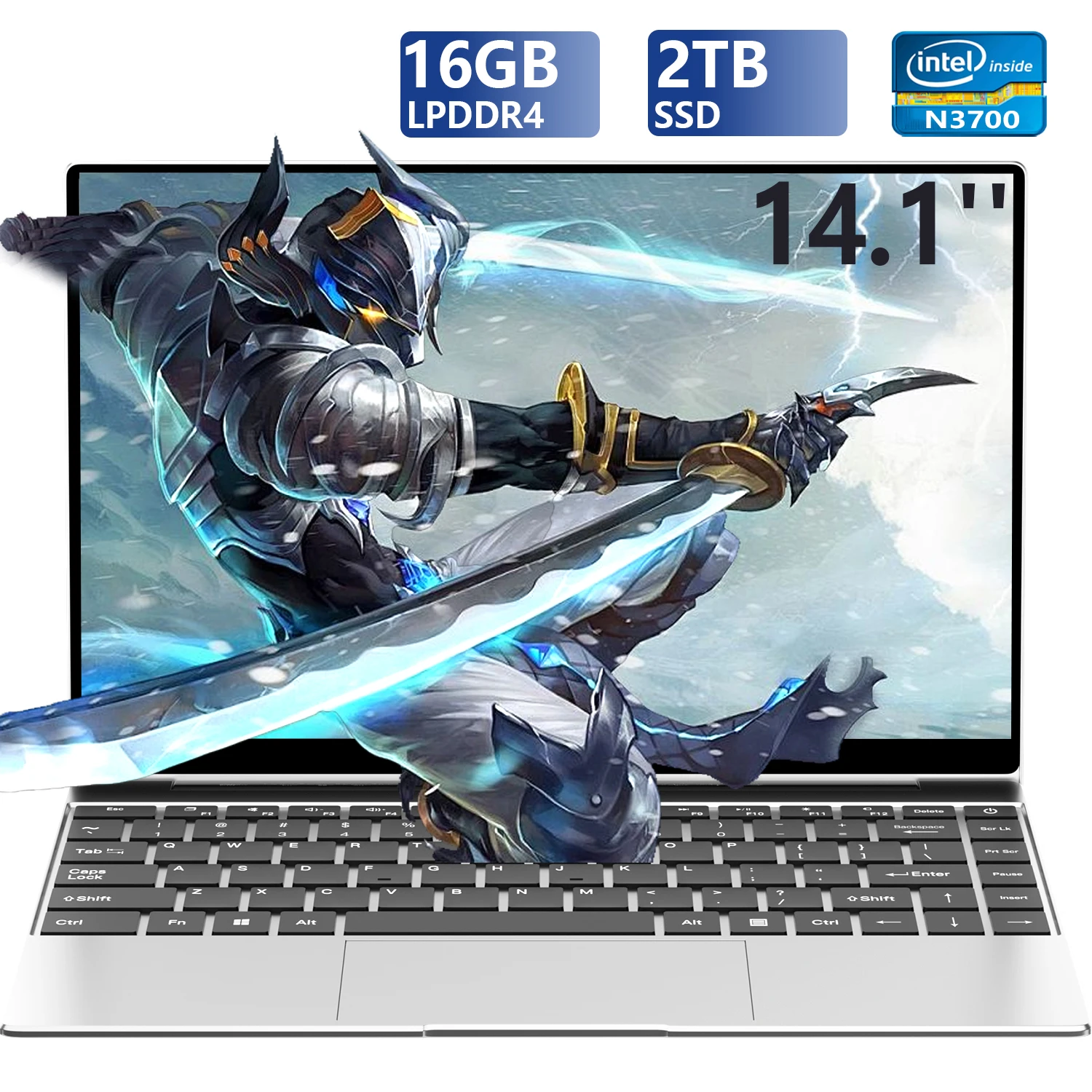 Laptop ultra sottile da 14,1 "16 GB di RAM 1 TB 2 TB SSD Intel N3700 Notebook Gamer Windows11 Pro 1920 * 1080 Display Computer da studio per ufficio PC