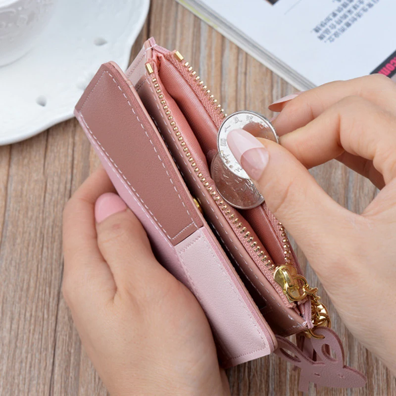 Portefeuilles de mode porte-monnaie dame sacs à main courts pochette Portable petits sacs à main femmes porte-cartes en cuir PU sacs d'argent pliables