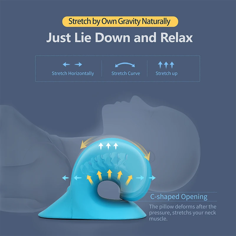 Dispositivo de tracción Cervical relajante para cuello y hombros, para alivio del dolor TMJ, alineación de la columna Cervical, almohada quiropráctica