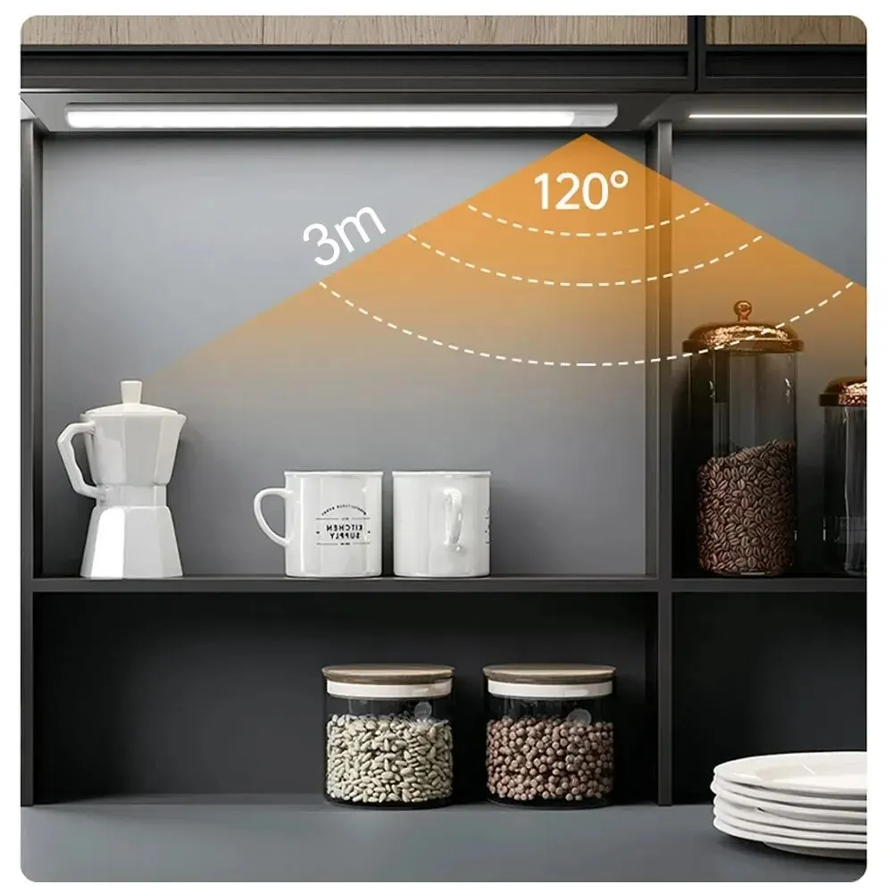 Nachtlampje Bewegingssensor Licht Draadloos USB Onderkastlicht voor kast Slaapkamer Garderobe Binnenverlichting 3 kleuren in één lamp