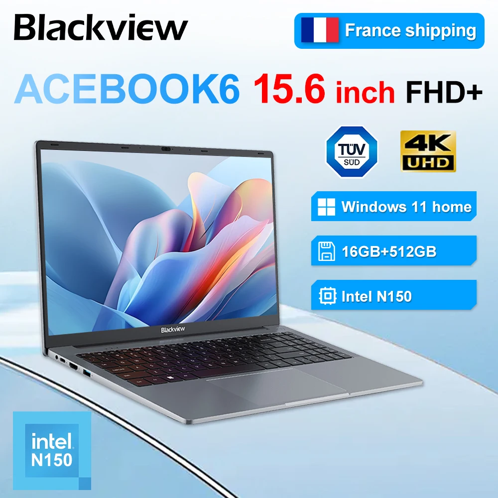Laptop Blackview AceBook 6 Intel Twin Lake N150 15,6 cala 16GB DDR4 512GB SSD Windows 11 Home Bateria 36Wh