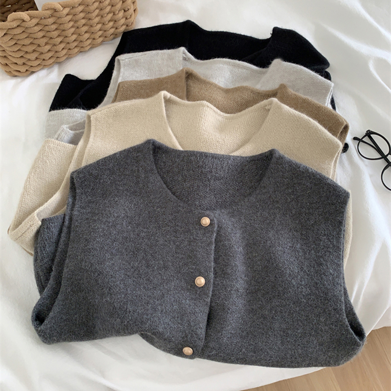 Autunno nuove donne cardigan coreano elegante lavorato a maglia senza maniche maglione casual femminile carri armati moda nuove top casual da donna slim