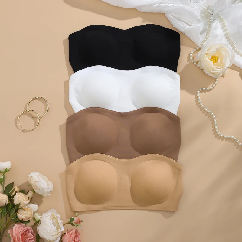 1 pc/3 unidades/pacote ymqj removível acolchoado macio gelo seda traceless mulheres brasseries fio livre sutiã sem costura para mulher sutiã sem alças