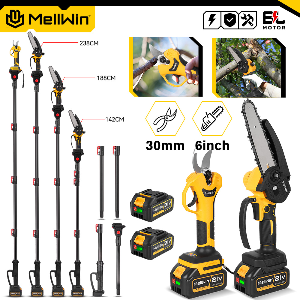 MELLWIN 200 см телескопическая штанга, бесщеточные полюсные пилы, садовые ножницы с высокой веткой, набор инструментов для Makita, аккумуляторный штифт 18 В