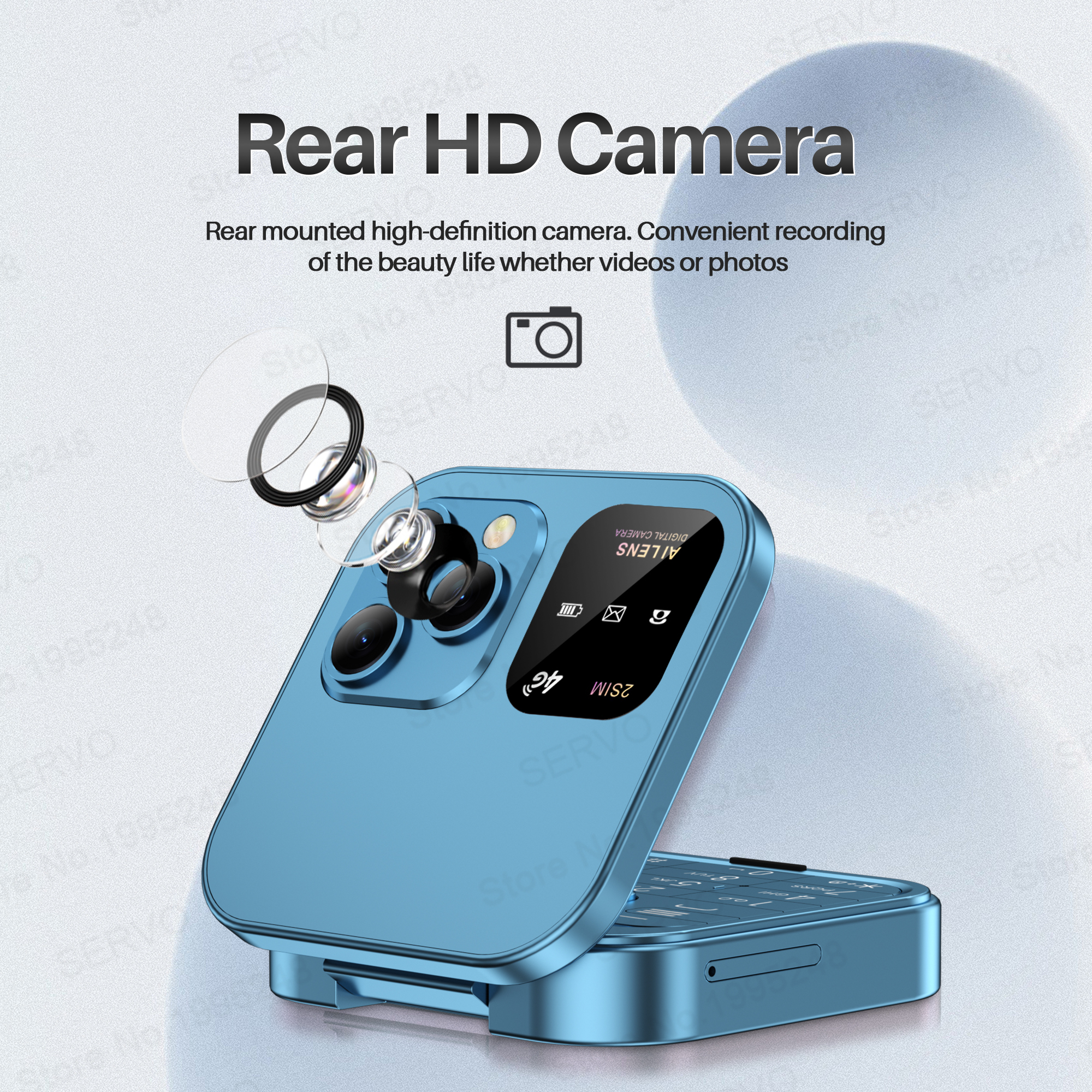 NEW SERVO i16 Pro 4G LTE Mini Folding Mobile Phone 2 SIM Standby Speed Dial Blacklist Call Recording Torch Cute Flip Cellphones