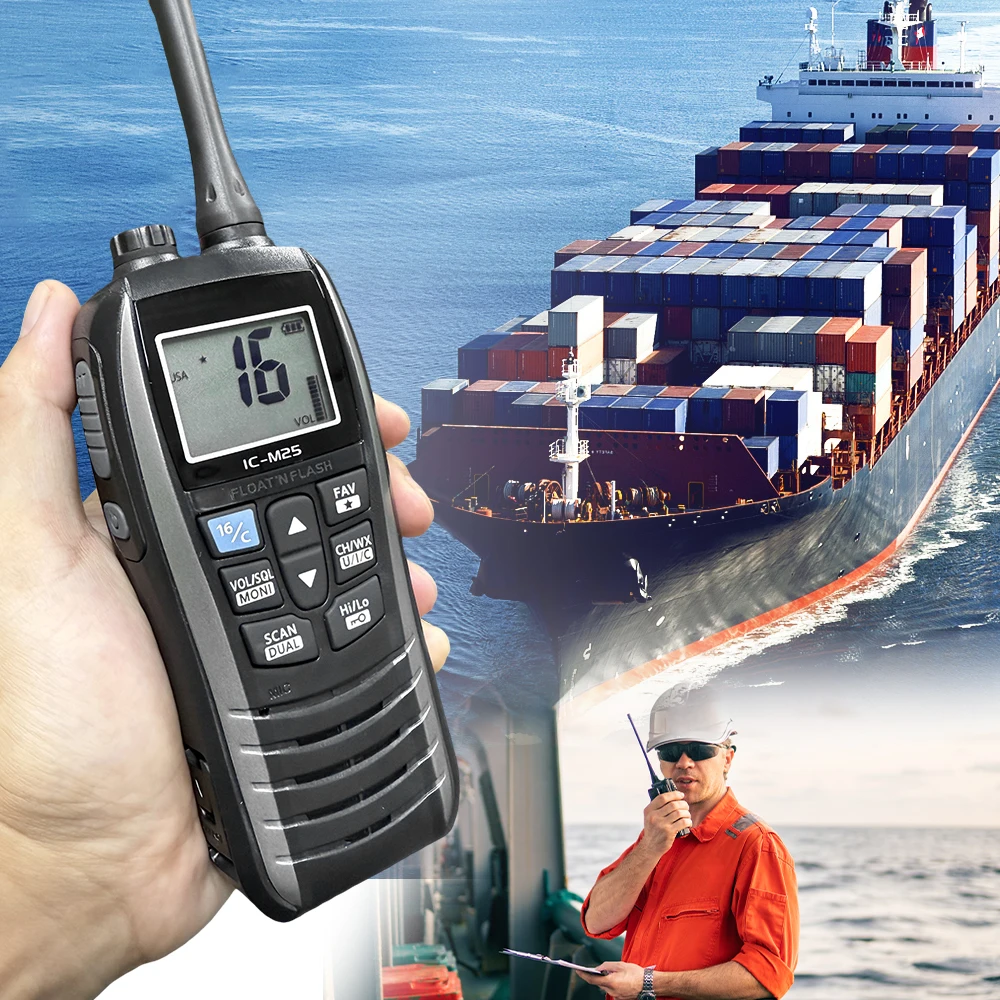 IC-M25 5W Radio marina portátil VHF LCD de mano ligero impermeable
