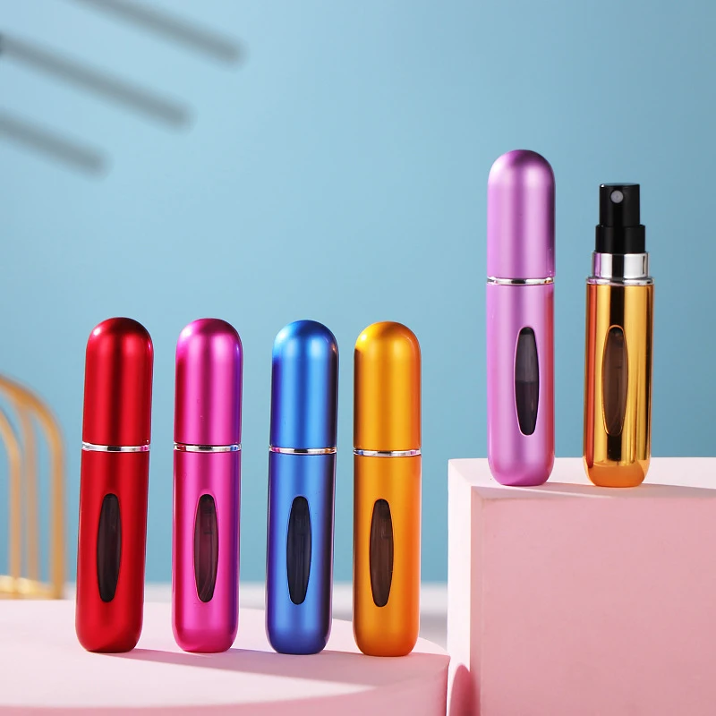 Portable Travel Perfume Bottle 5ml High-end Bottom Fill Liquid Container Cosmetics Spray Bottle Press Head Wholesale Sub-bottles