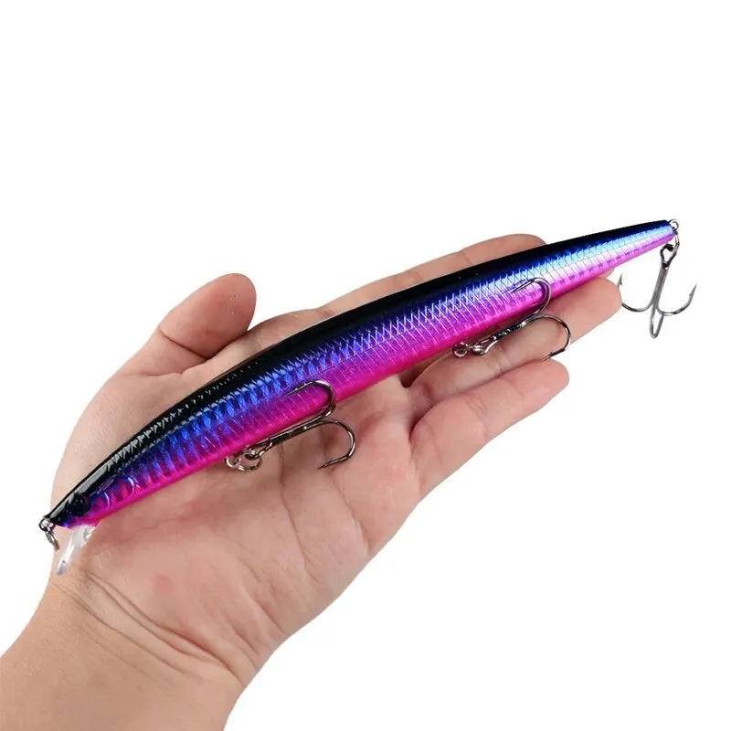 Minnow Fishing Lure เลเซอร์ Hard เหยื่อประดิษฐ์ 18 ซม.24g 3D ตา Sharp Hooks เหยื่อตกปลาทะเลที่มีสีสัน Crankbait Wobblers