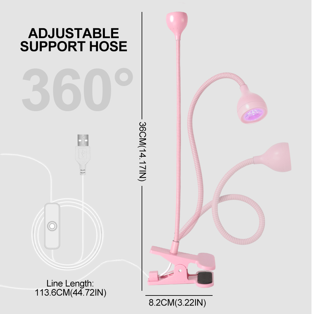 Lampe UV LED pour sécher les ongles en Gel, vernis à ongles, bureau Flexible à clipser, Mini lampe à ongles USB Portable, sèche-lumière UV pour Salon de manucure