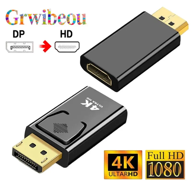 Cable adaptador 4K DisplayPort a HDMI, convertidor de Audio y vídeo compatible con 1080P DP a HDMI para PC, TV, portátil y proyector