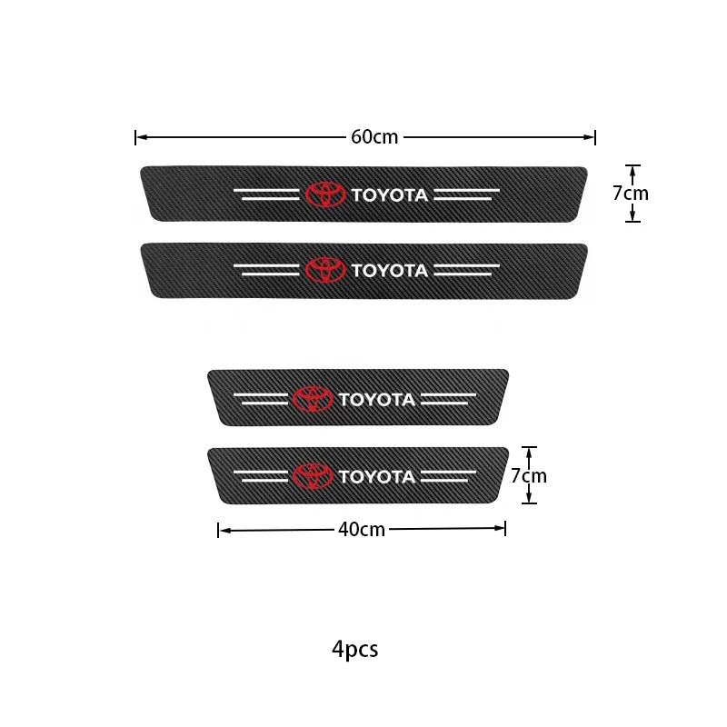 Pegatinas protectoras de alféizar de fibra de carbono para puerta con logotipo de coche, para Toyota Yaris Corolla Auris Rav4 landCruiser vios LEVIN camry prado C-HR