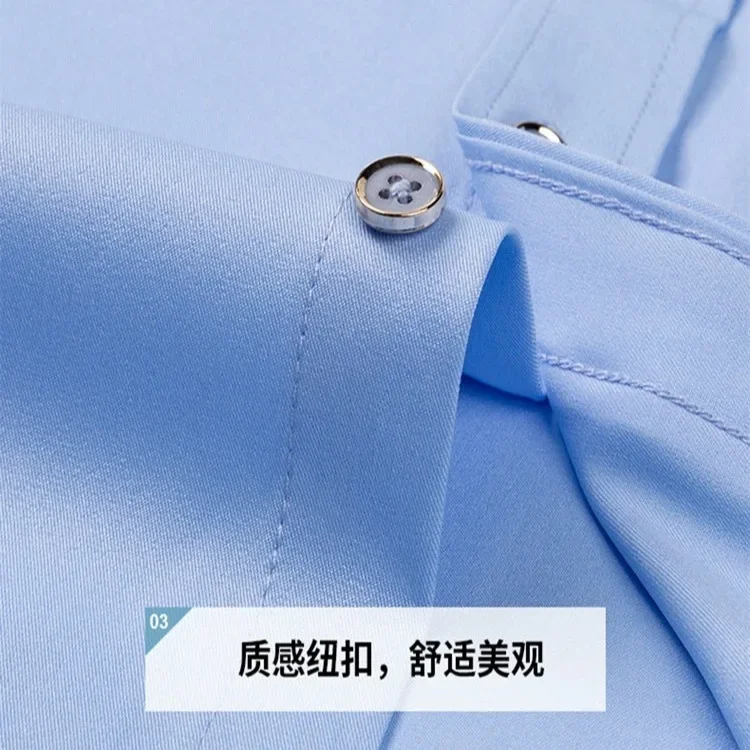 Camisa de manga larga elástica para hombre, camisa con hebilla de diamante, diseño de cuello contrastante, color sólido, ajustada, ropa para hombre