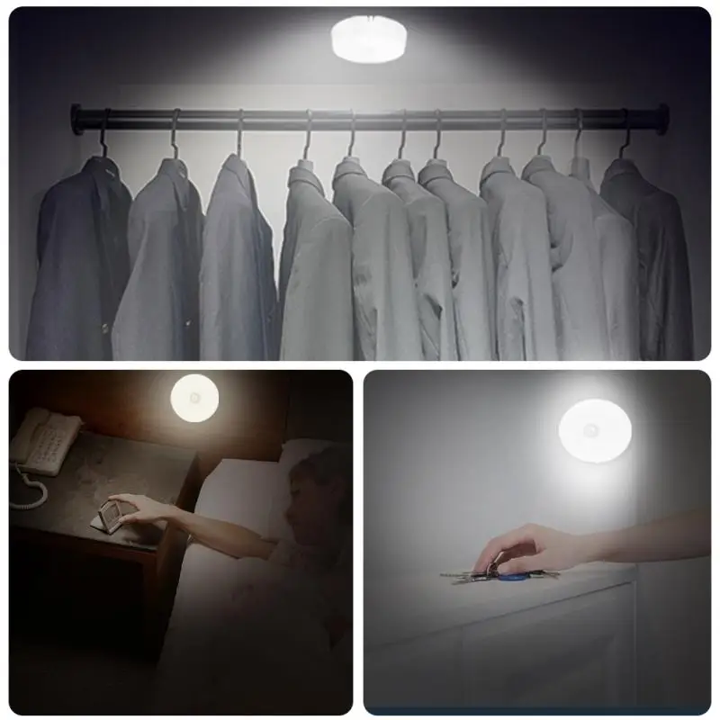 LED Motion Sensor Light Wireless Night Light ภายใต้ตู้ Light Closet โคมไฟสมาร์ทติดผนัง Body Induction โคมไฟตกแต่งบ้าน