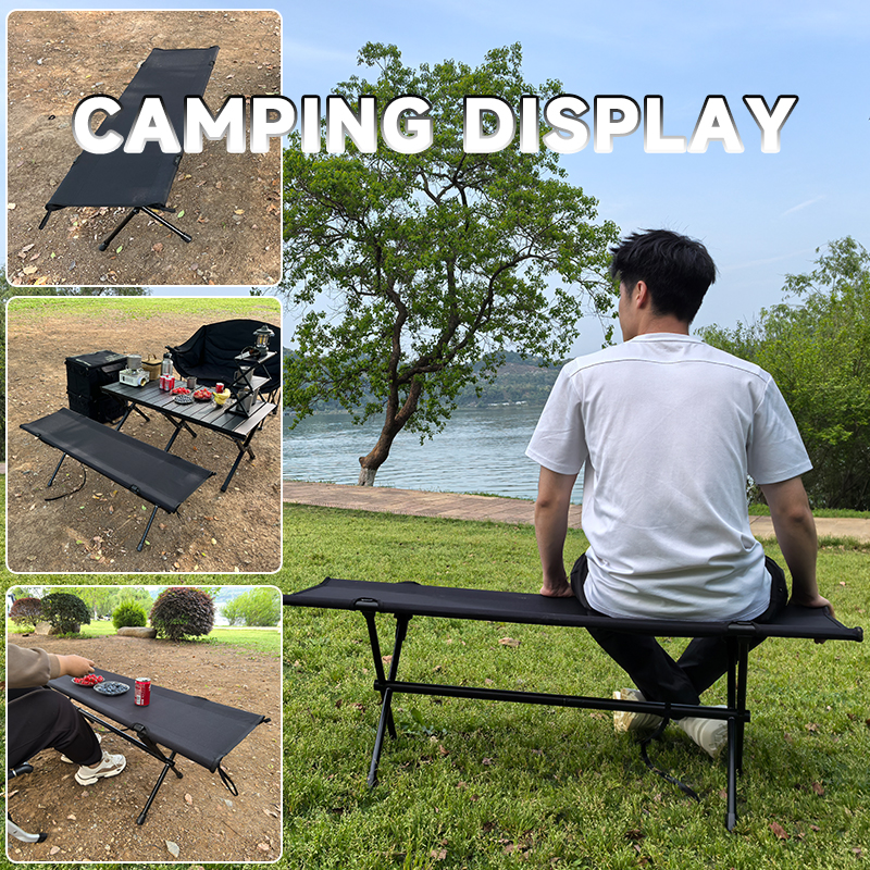 WESTTUNE Outdoor Long Chair Stool Folding Two-person Camping Stool Lightweight Collapsible Double Seat Stool for Outdoor Garden