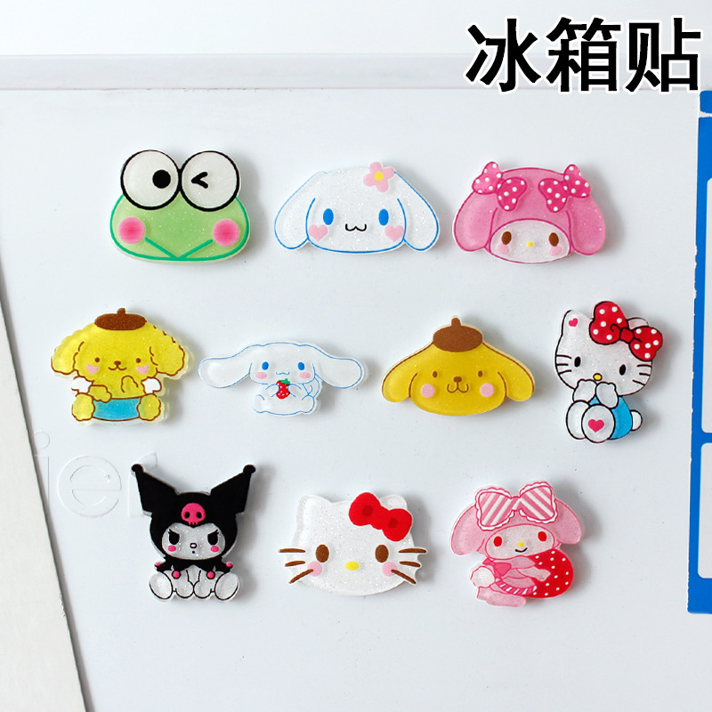 Hello Kitty Melody Kuromi PMMA Fridge Magnet Home Decore Mini Refrigerator Home Decoration Sticker Magnets For Fridge Souvenir