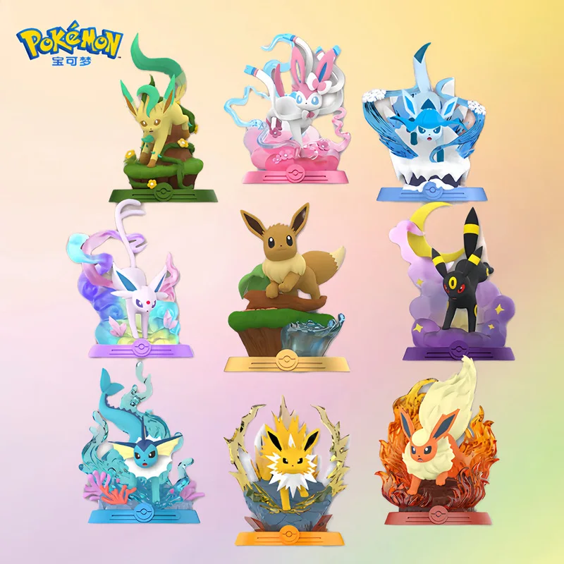 Pokemon Eevee Family Blind Box, Flareon Espeon Sylveon Action Figure Collection Model Toy Gift voor fans