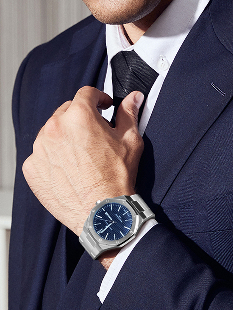 SAPPHERO Reloj de pulsera de lujo para hombre, de acero inoxidable, deportivo, resistente al agua, de regalo