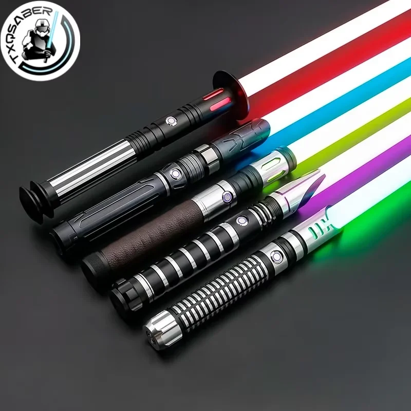 TXQSABER Heavy Dueling RGB/Neo Pixel Smooth Lightsaber สีเปลี่ยนโลหะ Hilt Lock up Blaster เลเซอร์ Jedi ดาบของเล่นเด็ก