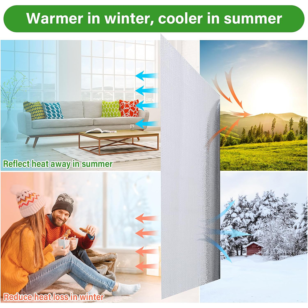 Двусторонняя алюминиевая пленка, светоотражающая изоляция, пенопластовый лист, фольга, пузырьковый рулон для сохранения тепла, теплозащитный экран, излучающий барьер 1MX3M